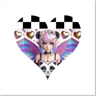 Goth Fairy Panda Girl Posters and Art